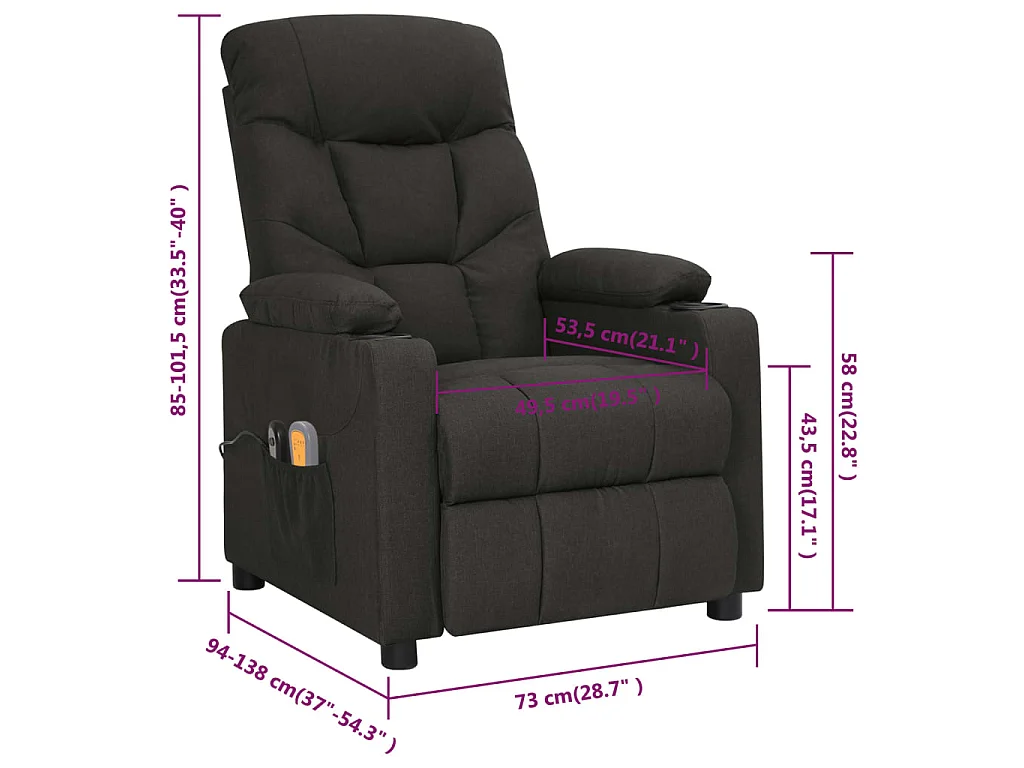Massagesessel Elektrisch Schwarz Stoff