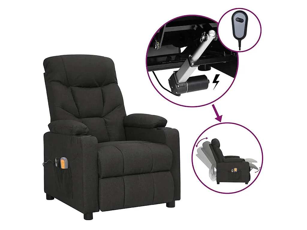 Massagesessel Elektrisch Schwarz Stoff