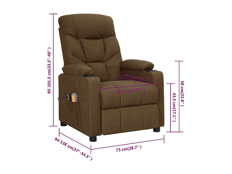 Massagesessel Elektrisch Braun Stoff