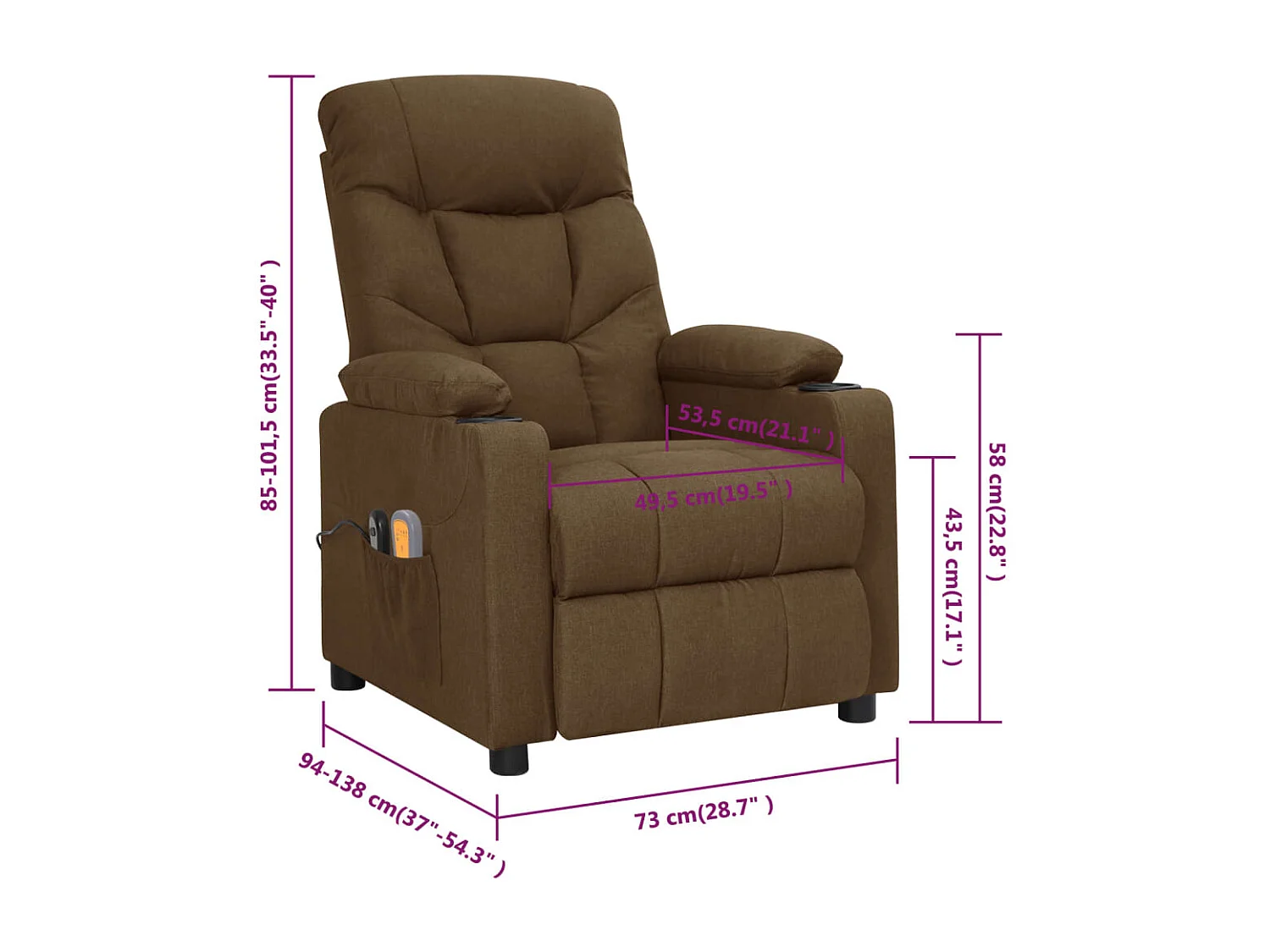 Massagesessel Elektrisch Braun Stoff