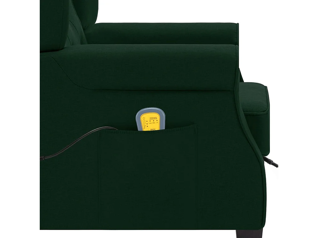 Fauteuil de massage avec repose-pied vert foncé tissu