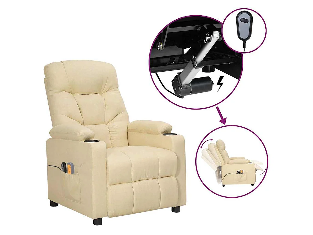 Poltrona elevatória de massagens elétrica tecido creme