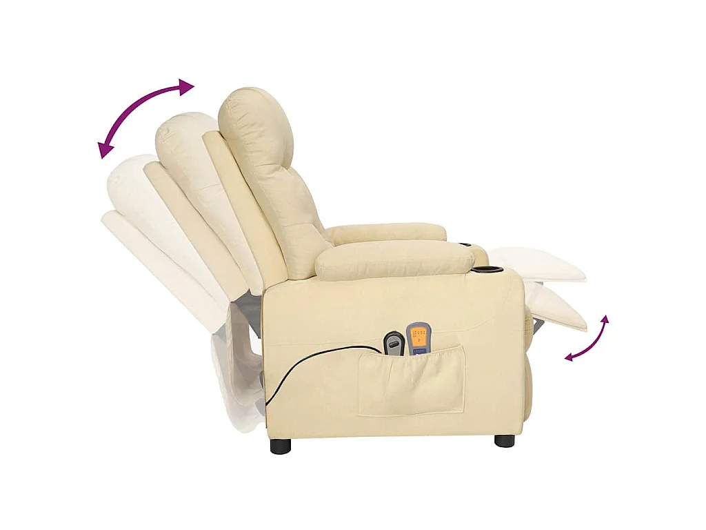 Poltrona elevatória de massagens elétrica tecido creme