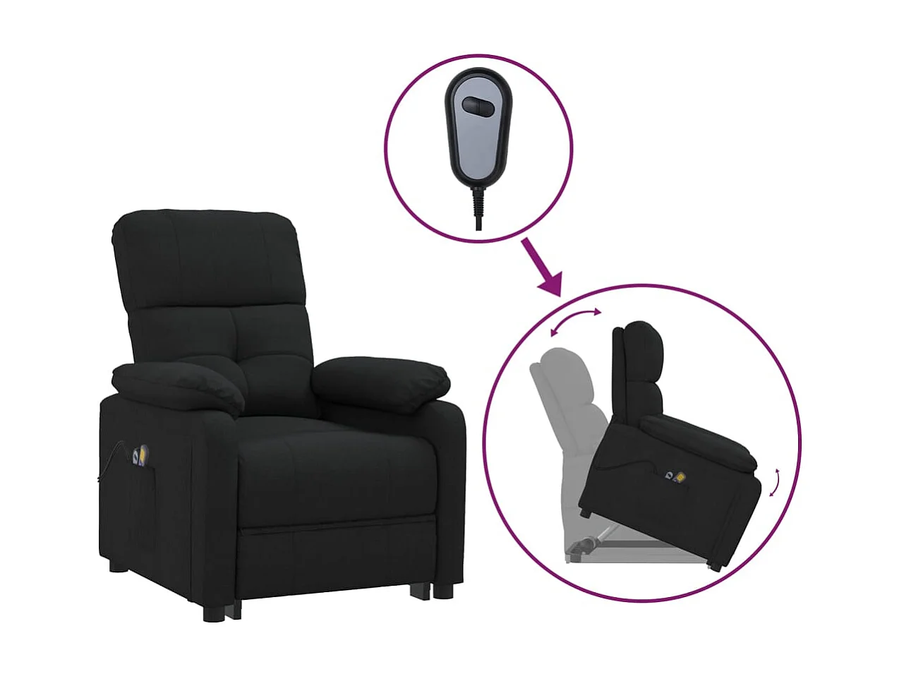 Fauteuil de massage Noir Tissu