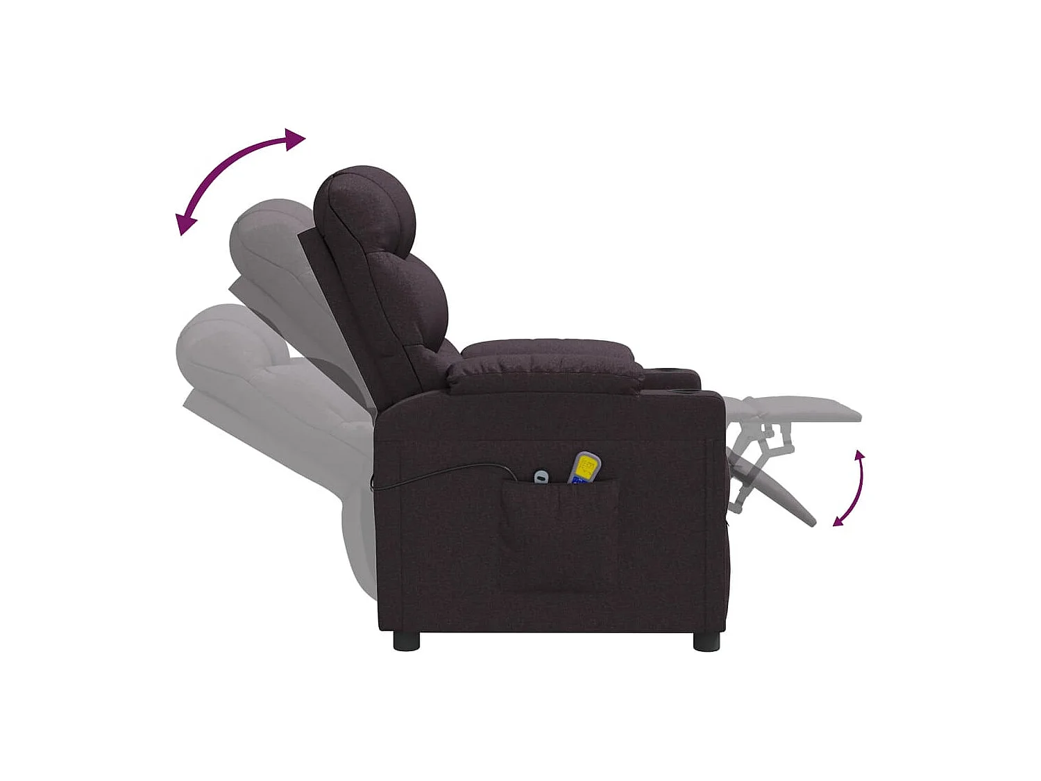 Sillón de masaje eléctrico tela marrón oscuro