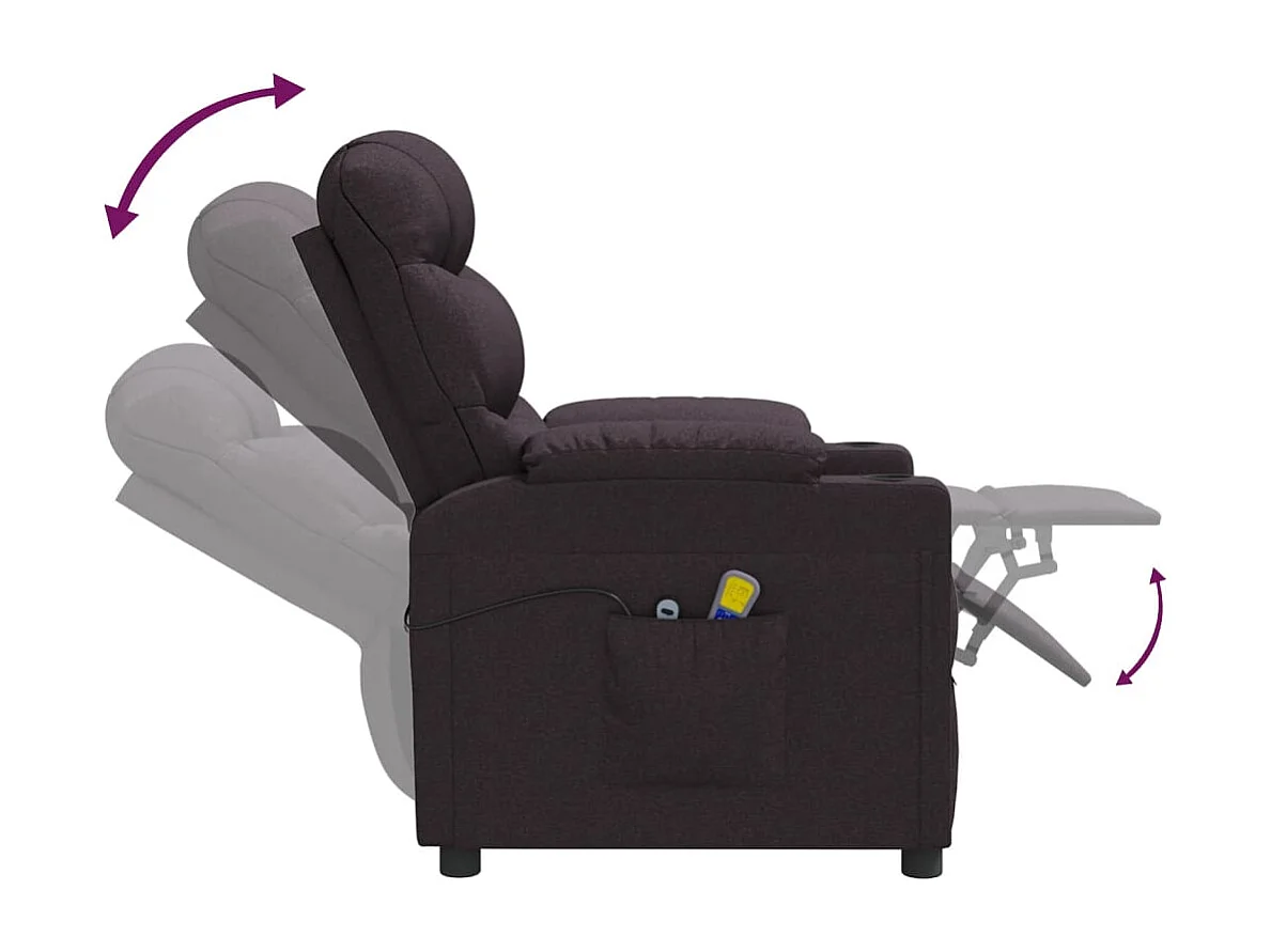 Sillón de masaje eléctrico tela marrón oscuro