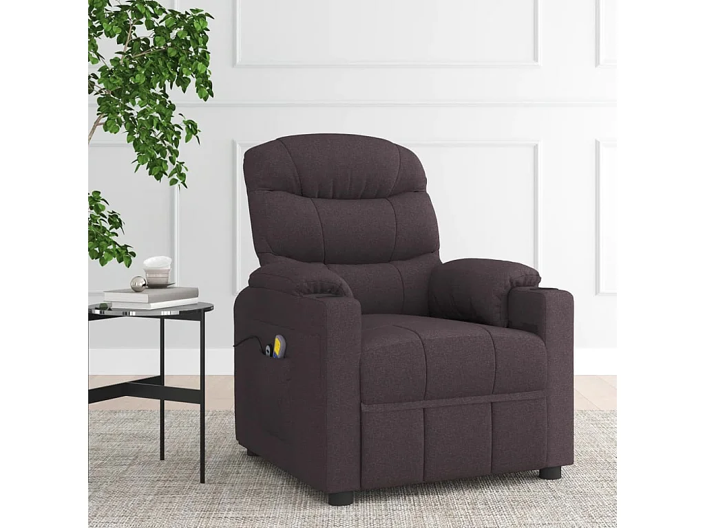 Fauteuil électrique de massage Marron foncé Tissu