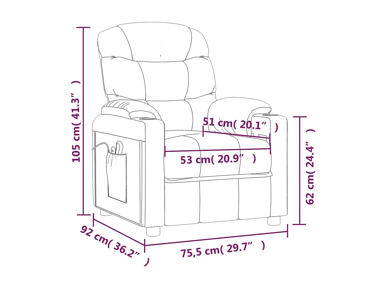 Fauteuil électrique de massage Marron foncé Tissu
