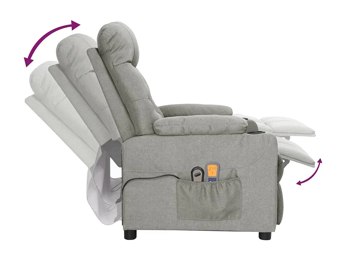 Massagesessel Elektrisch Hellgrau Stoff