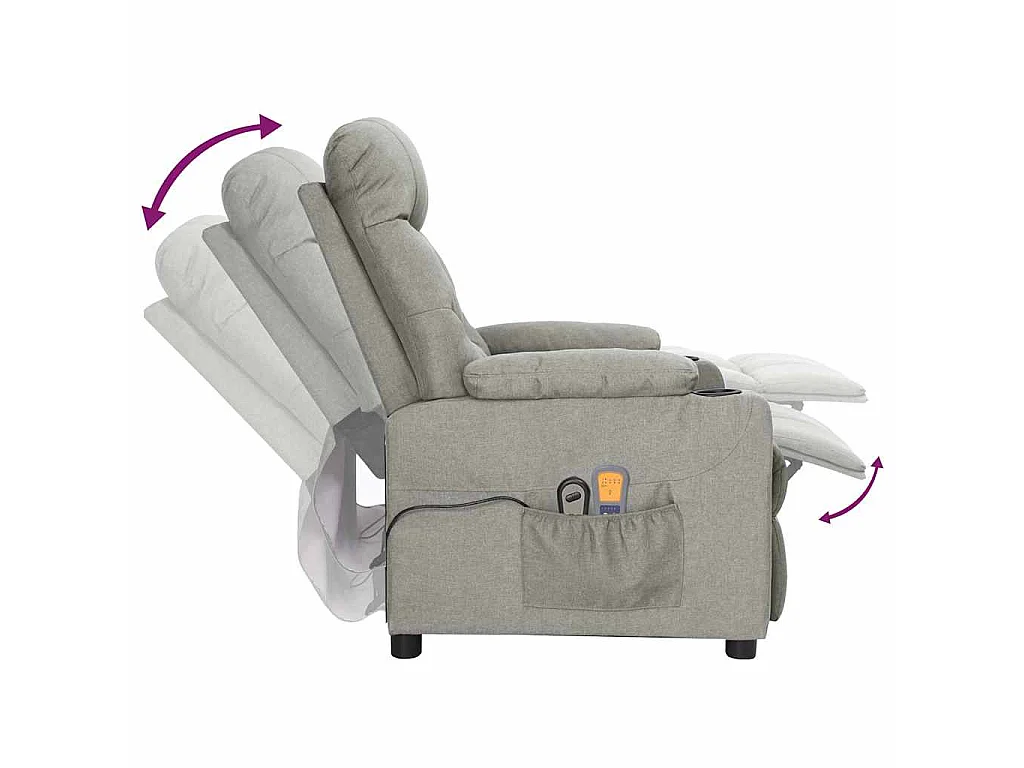 Fauteuil électrique de massage Gris clair Tissu