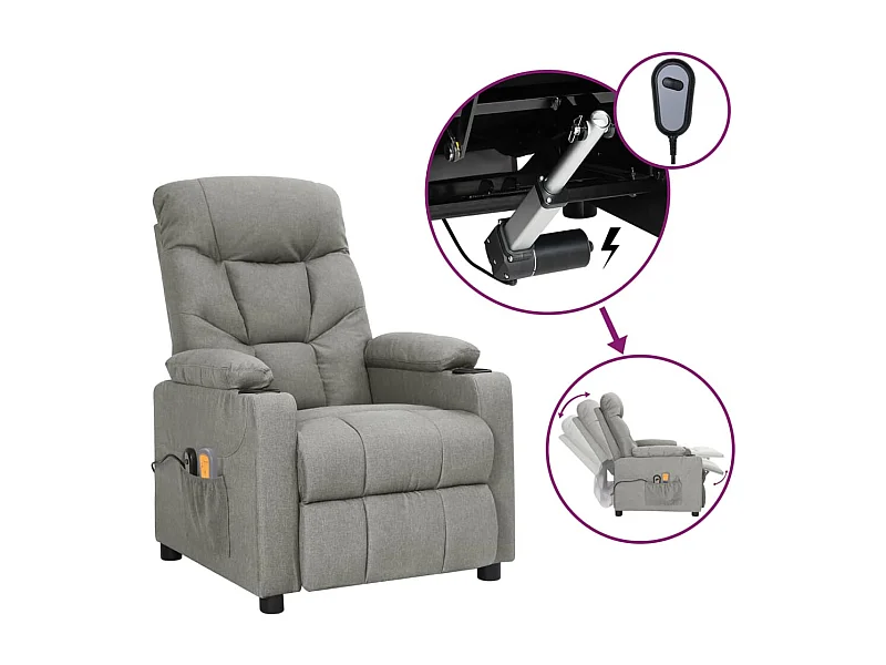 Massagesessel Elektrisch Hellgrau Stoff