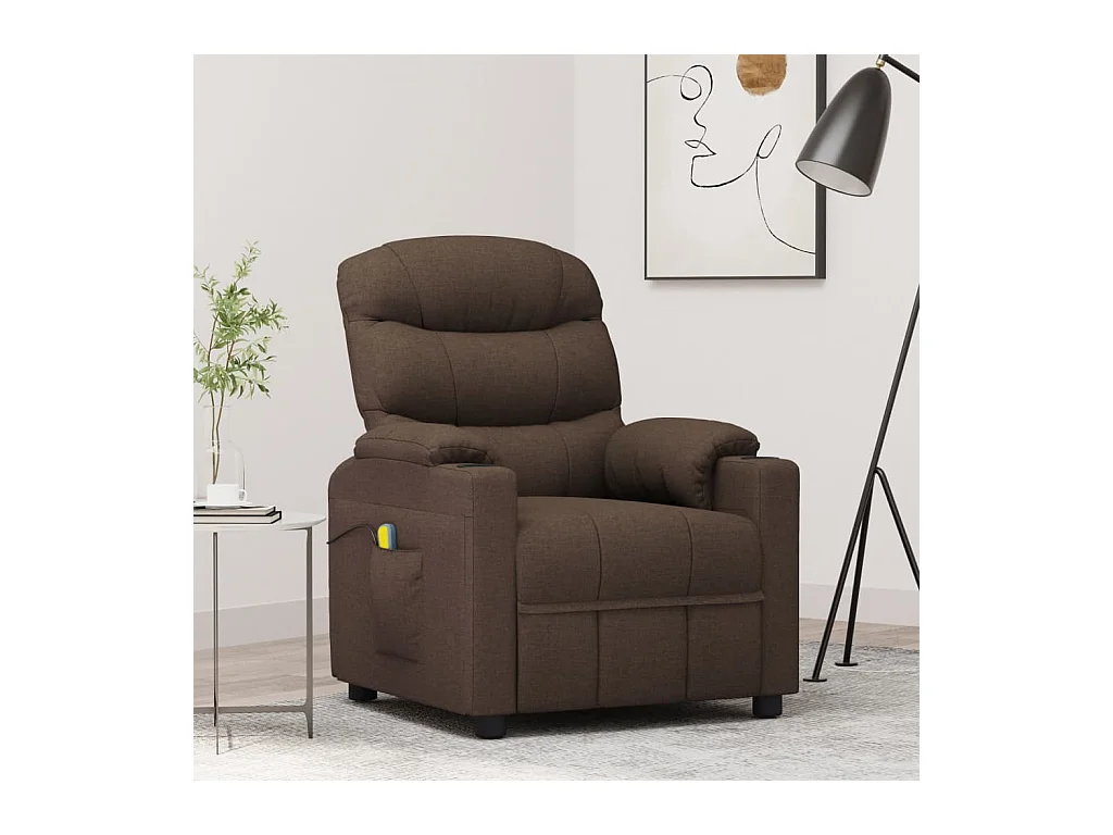 Sillón de masaje eléctrico tela marrón oscuro