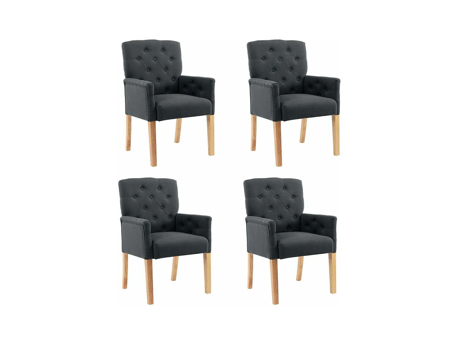 Chaises à manger avec accoudoirs lot de 4 gris tissu