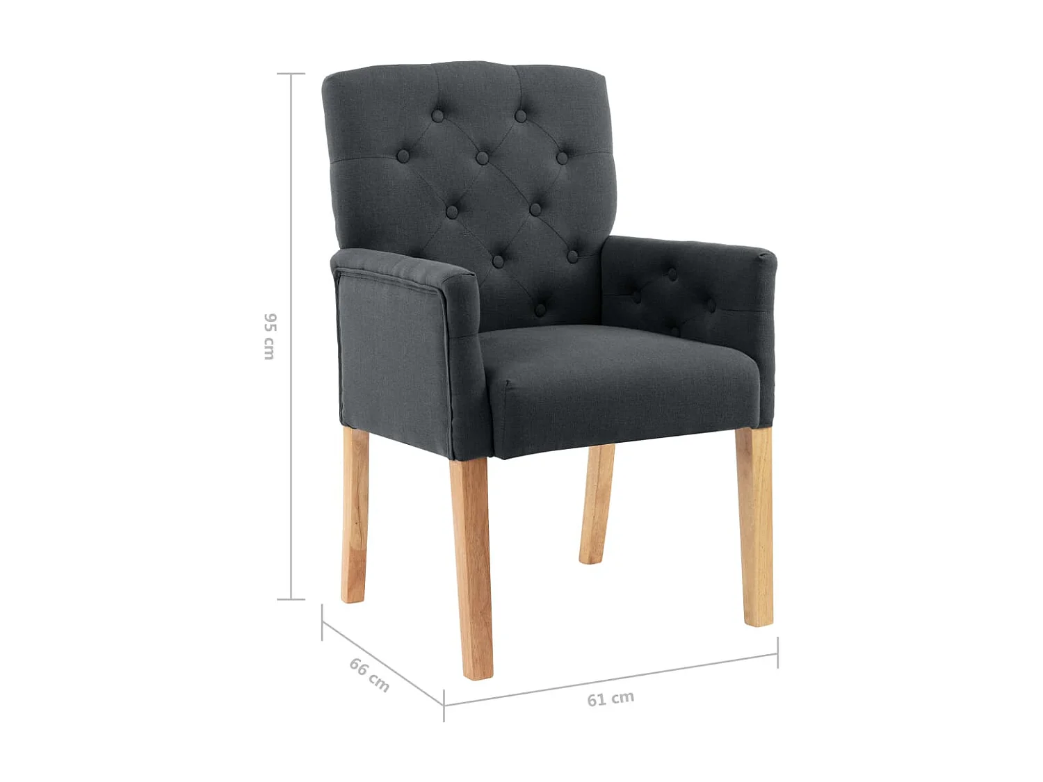 Cadeiras de jantar com apoio de braços 4 pcs tecido cinzento