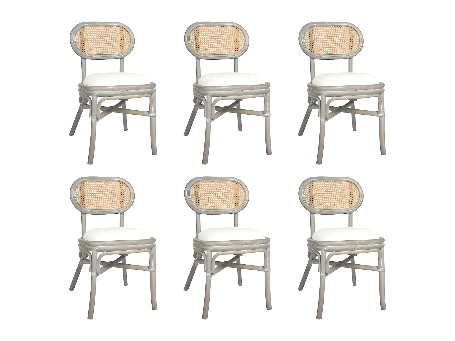 Chaises à manger lot de 6 gris Lin