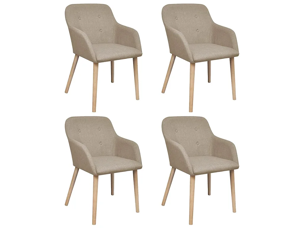 Esszimmerstühle 4 Stk. Beige Stoff und Massivholz Eiche
