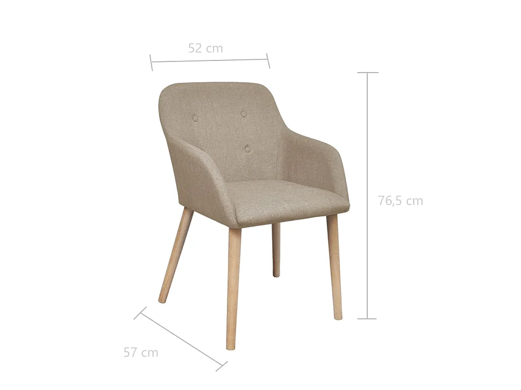 Esszimmerstühle 4 Stk. Beige Stoff und Massivholz Eiche