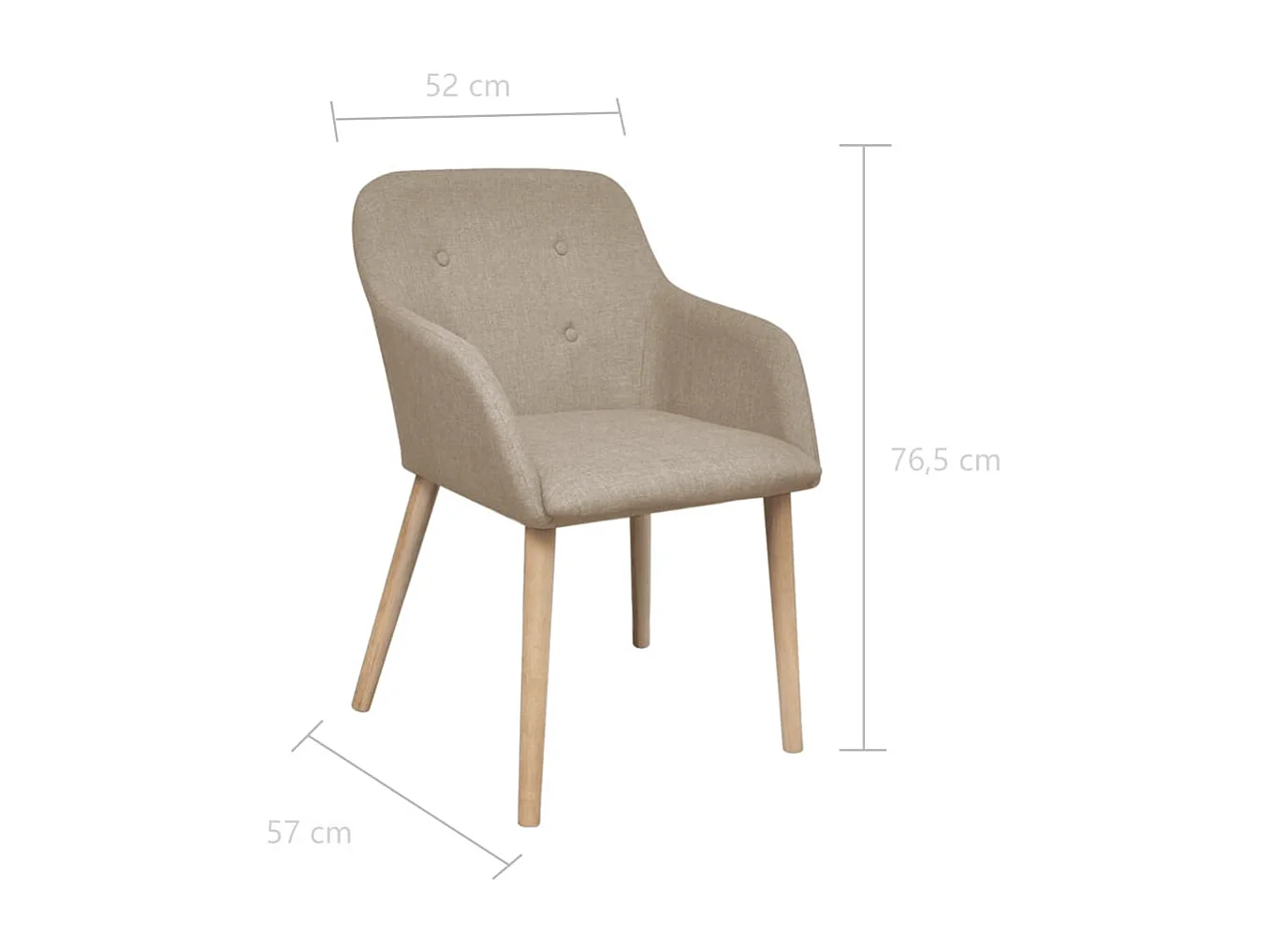 Sedie da Pranzo 6pz Beige in Tessuto e Legno Massello di Rovere