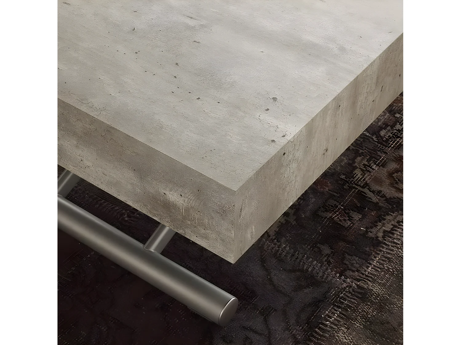 Table basse relevable extensible BLOCK design ciment aspect vieilli