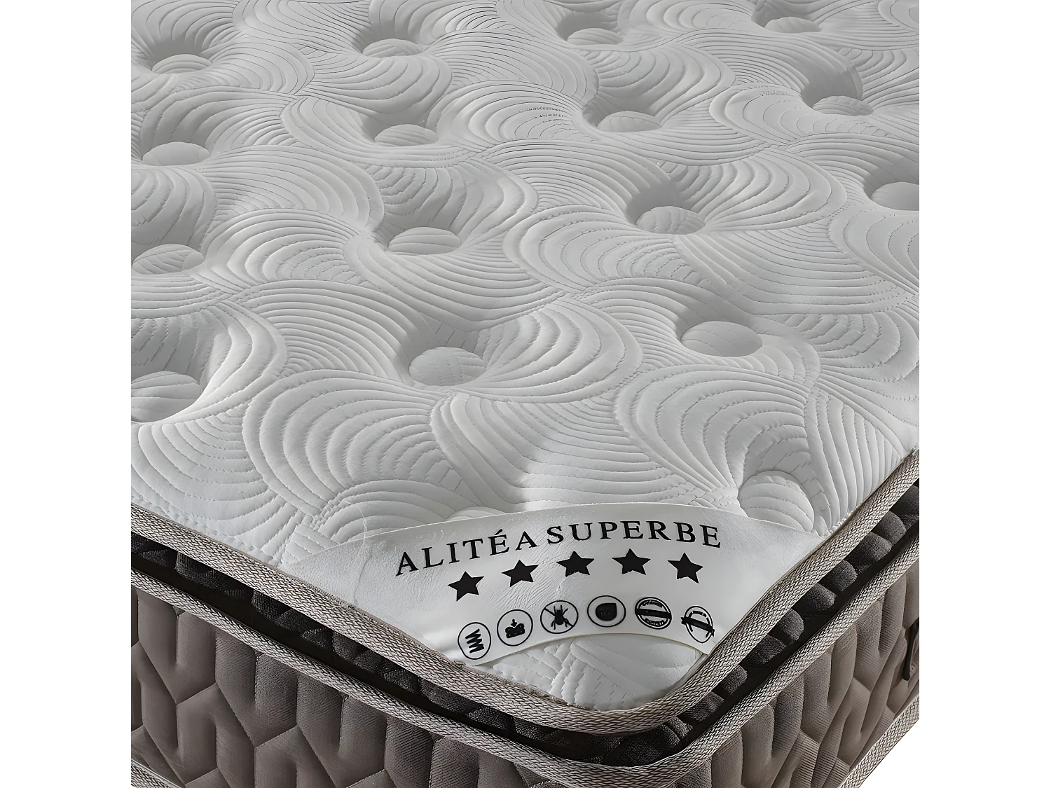 Ensemble Alitea SUPERBE TRÈS FERME + Sommier KIT + pieds 140x190 Ressorts