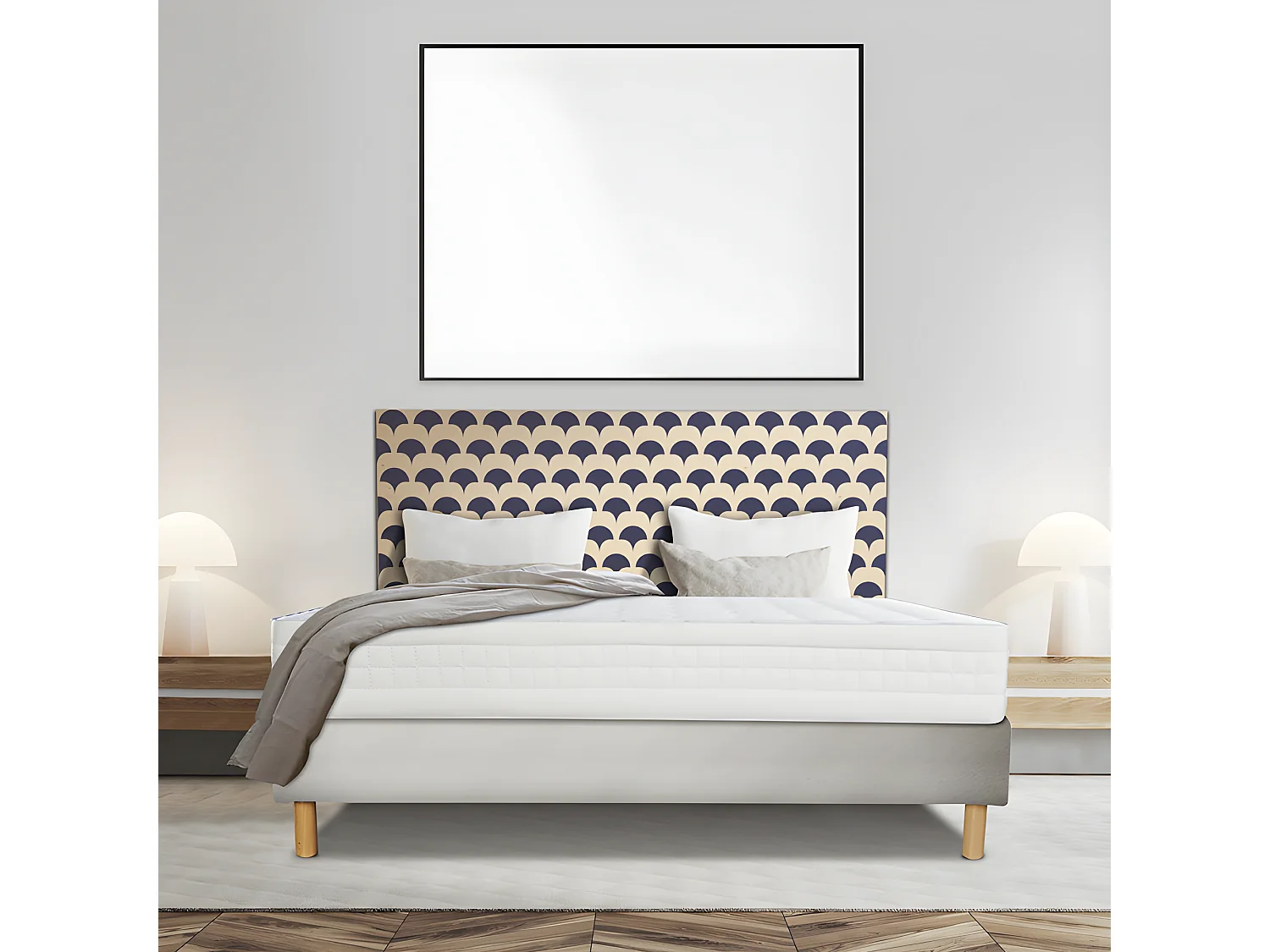 Ensemble Essenzia  SPRING 2600 Ferme + Sommier Tradition Graphic 19cm + Pieds 180x220 Ressorts