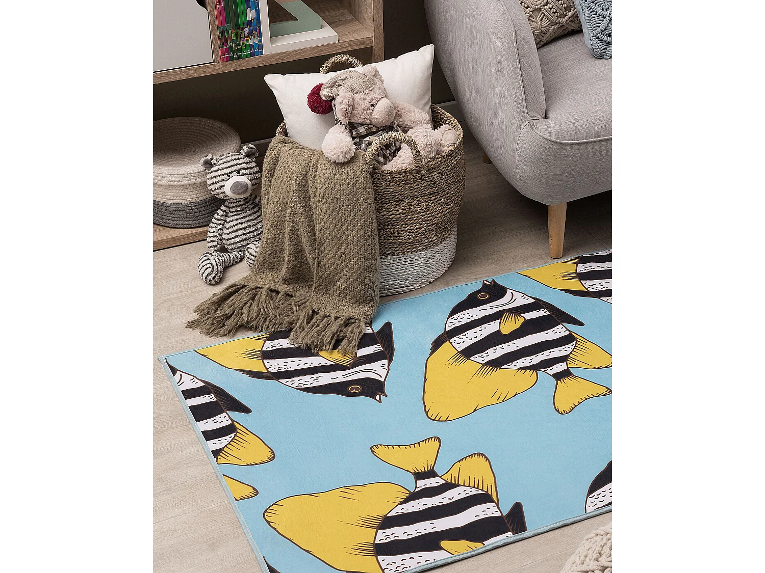 Vloerkleed polyester blauw 80 x 140 cm FIZME