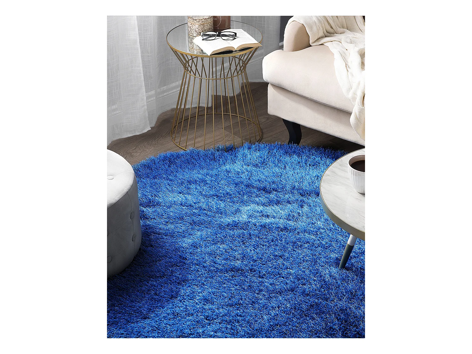 Teppich blau ⌀ 140 cm Shaggy CIDE