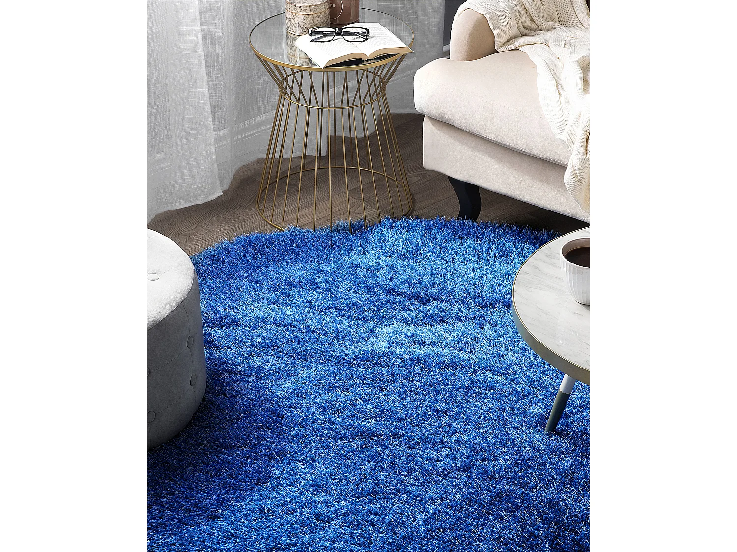 Tapis à poils longs CIDE Bleu ø 140 cm