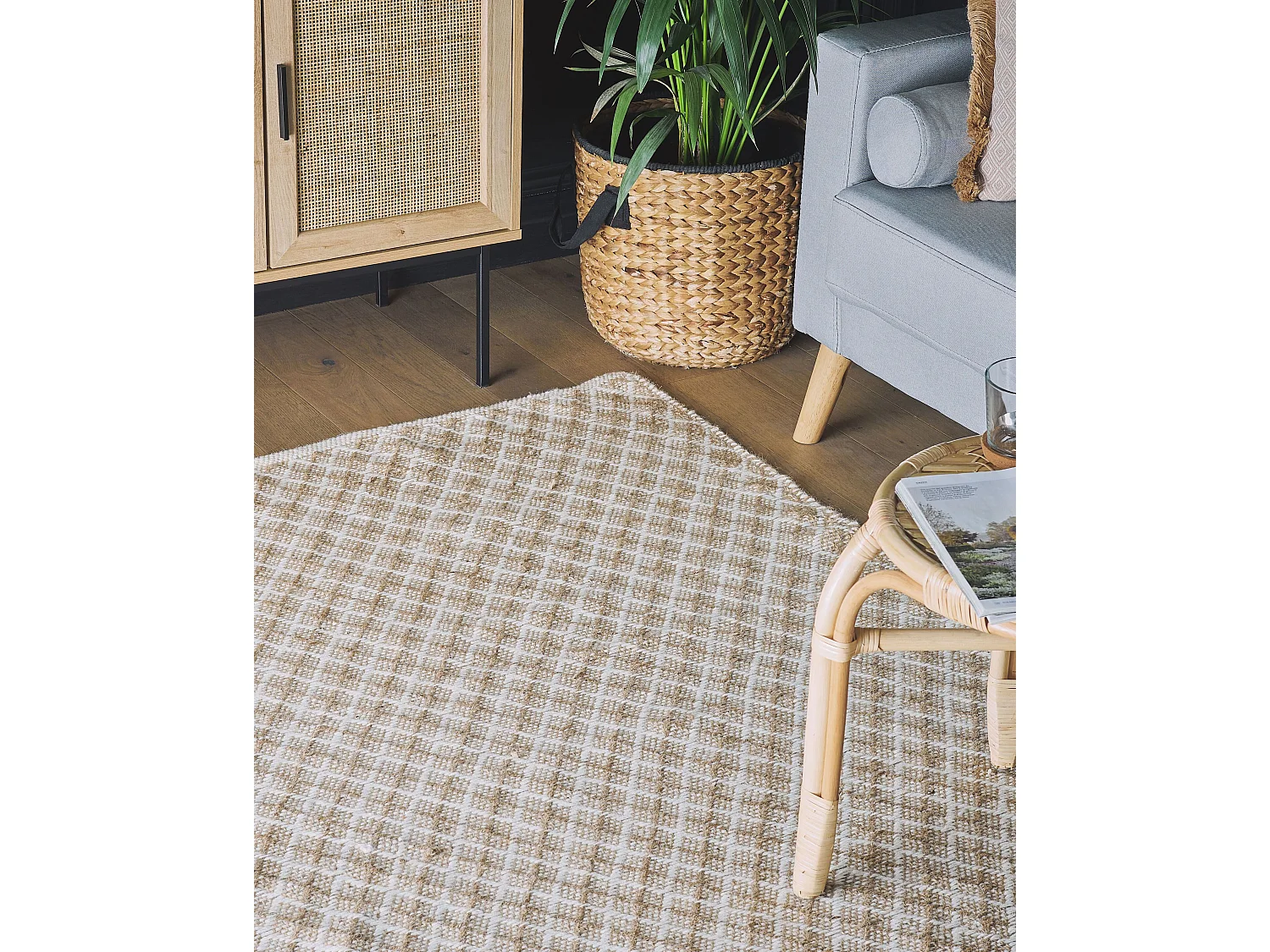 Vloerkleed jute beige 140 x 200 cm AKBEZ