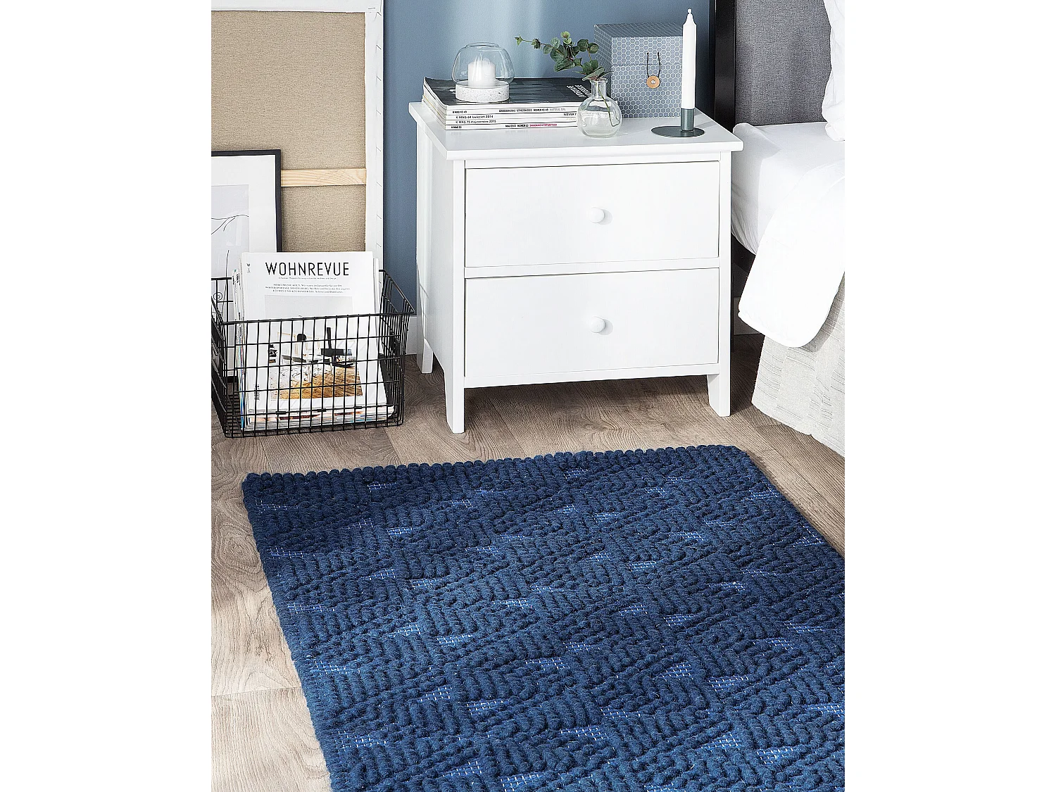Tapis SAVRAN Bleu marine 80 x 150 cm Laine