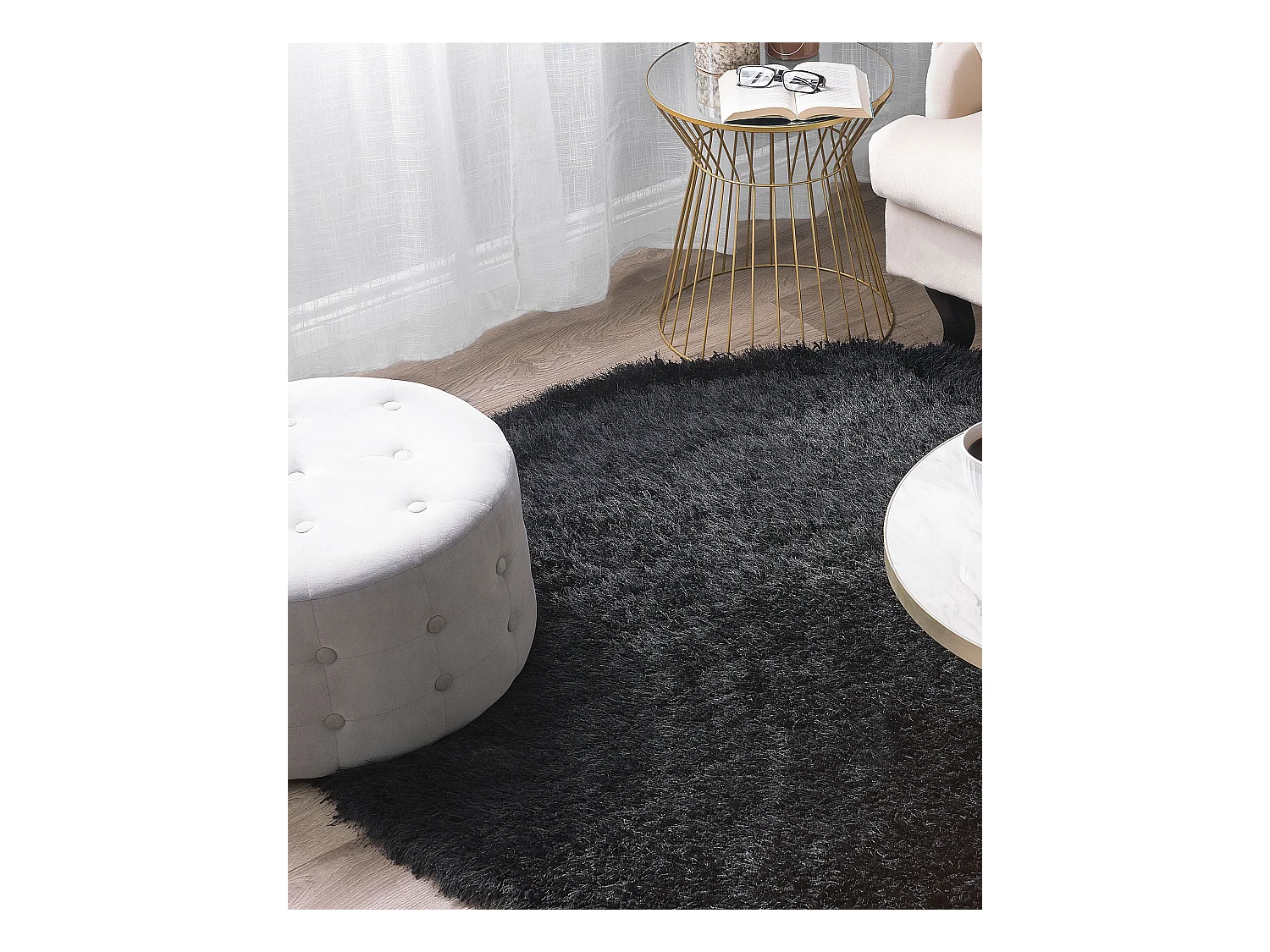 Alfombra negra ⌀ 140 cm CIDE