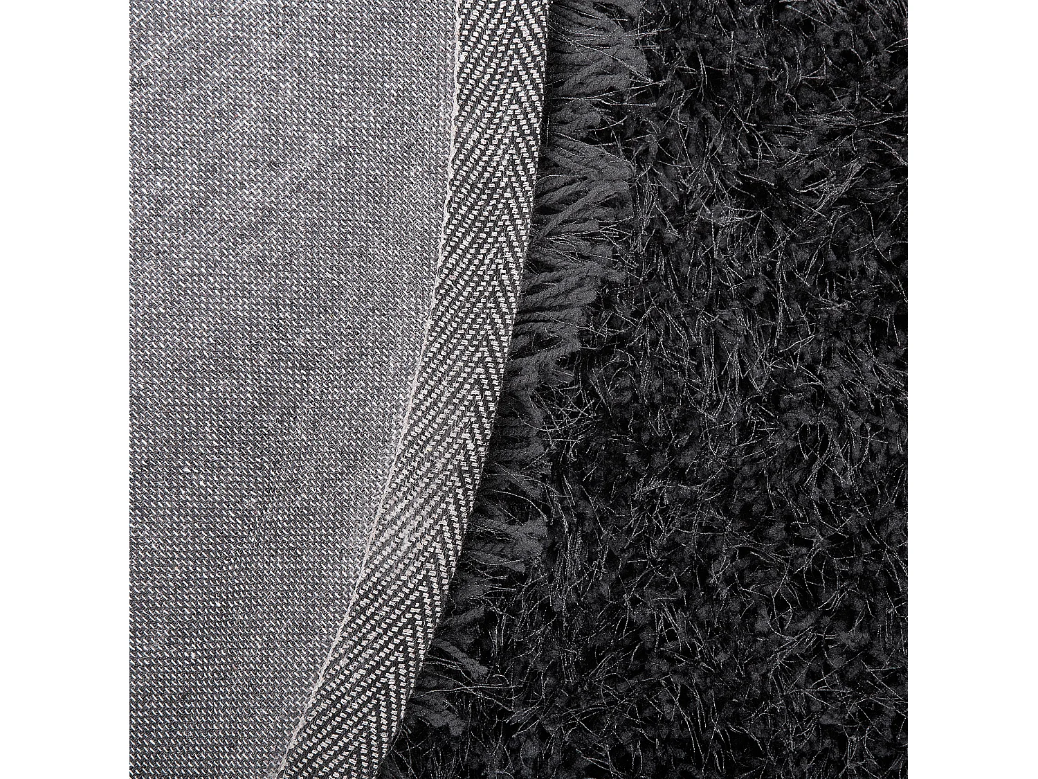 Eleganter schwarzer Teppich aus Polyester Hochflor Teppich ⌀ 140 cm Cide