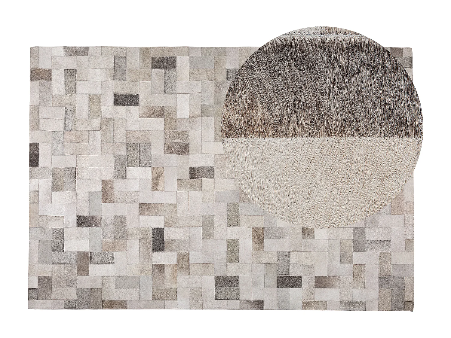 Vloerkleed leer grijs/beige 140 x 200 cm KORFEZ