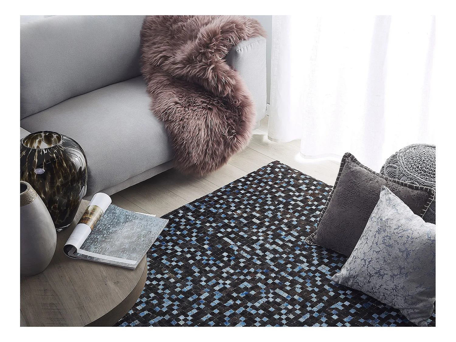 Tapis IKISU Marron foncé 140 x 200 cm Cuir