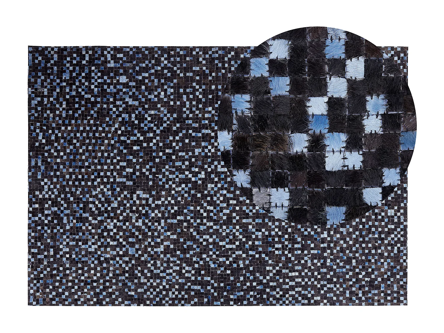 Tappeto in pelle marrone e blu 140 x 200 cm IKISU