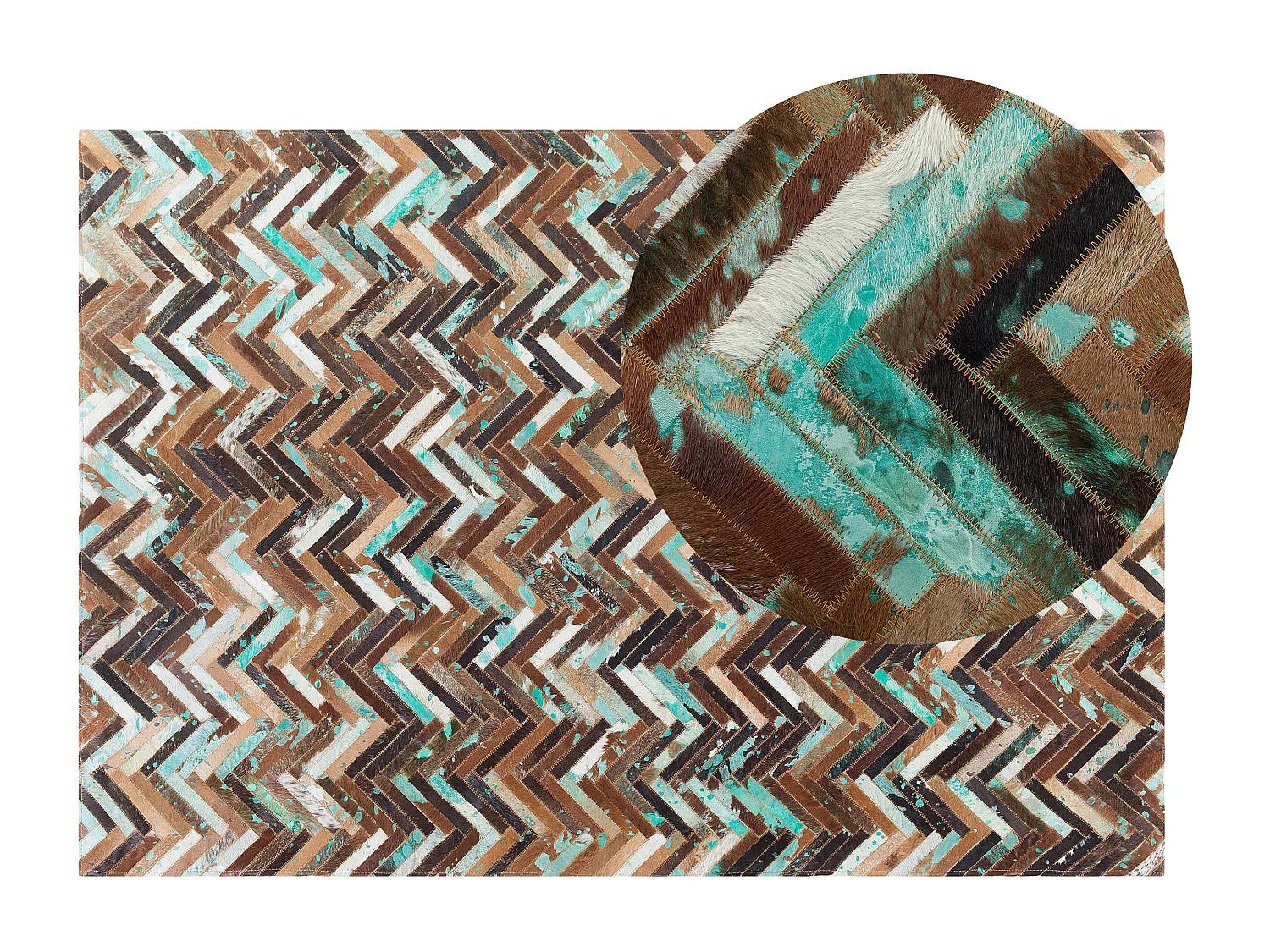 Trendy Teppich Leder Zig-zag Muster braun 140 x 200 cm Amasya