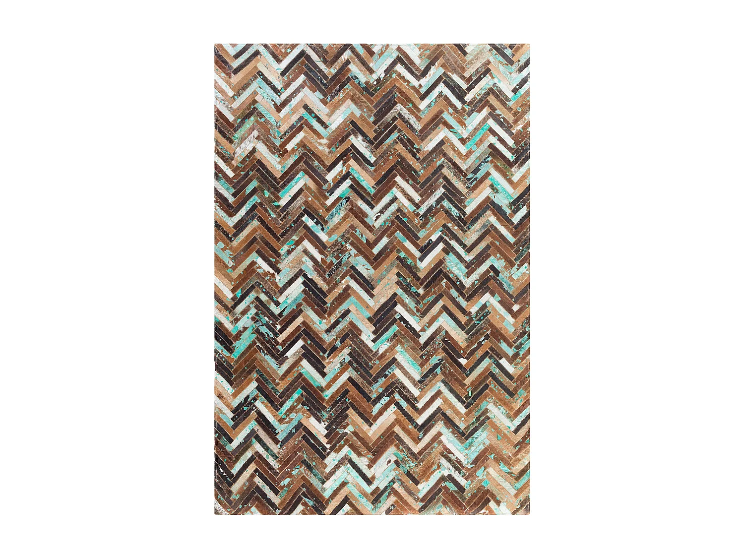 Trendy Teppich Leder Zig-zag Muster braun 140 x 200 cm Amasya