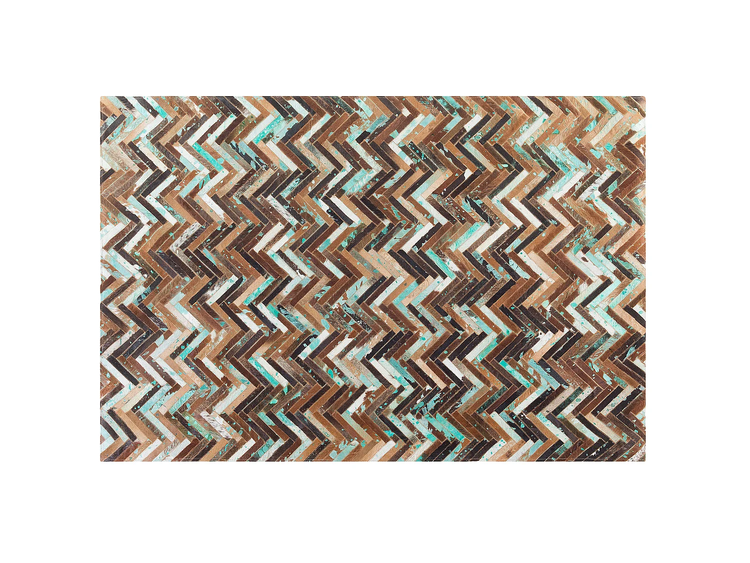 Trendy Teppich Leder Zig-zag Muster braun 140 x 200 cm Amasya