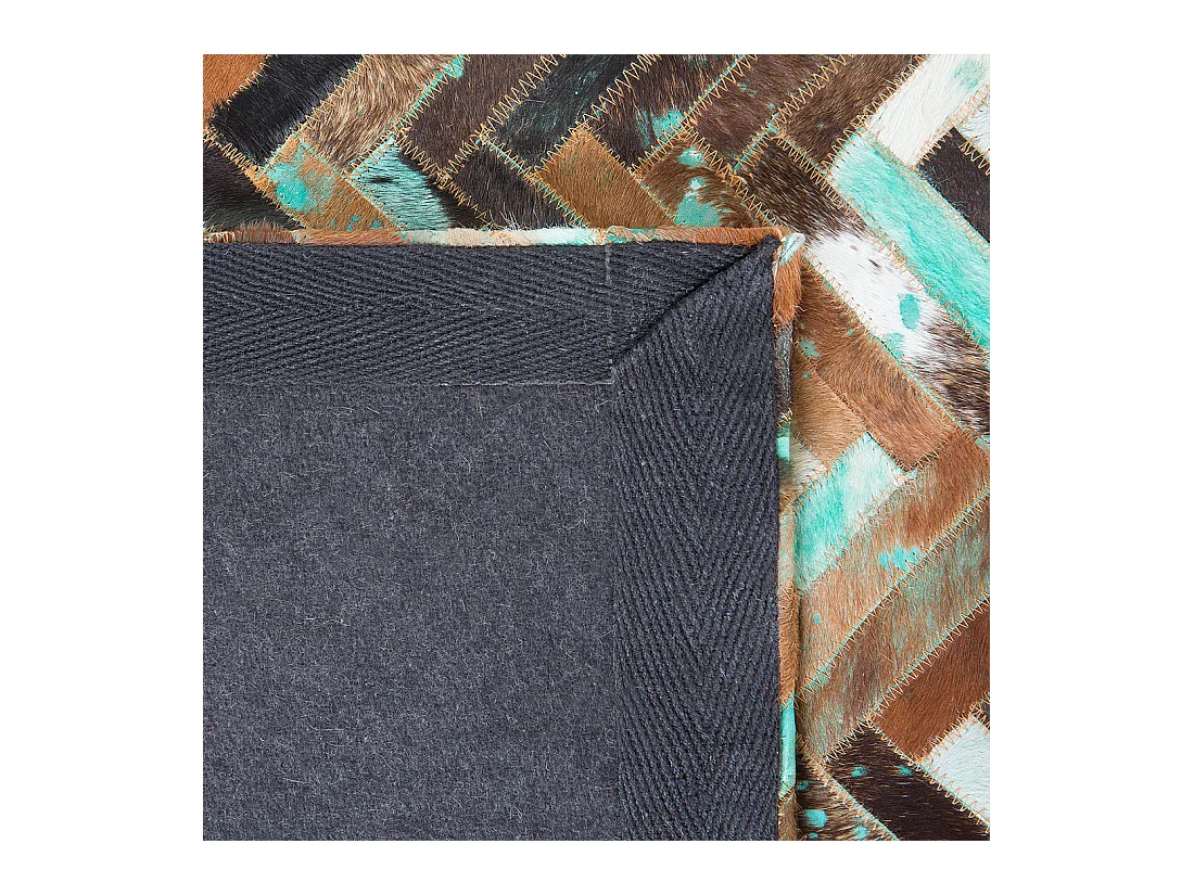 Trendy Teppich Leder Zig-zag Muster braun 140 x 200 cm Amasya