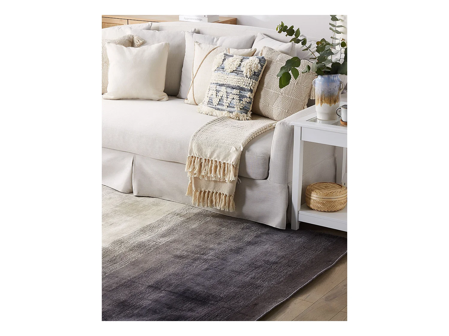 Vloerkleed viscose grijs/zwart 160 x 230 cm ERCIS