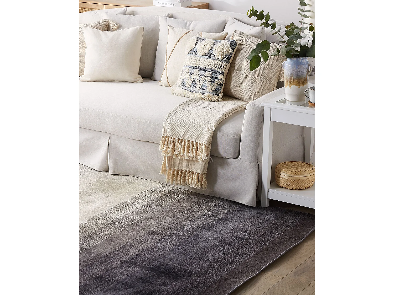 Vloerkleed viscose grijs/zwart 160 x 230 cm ERCIS