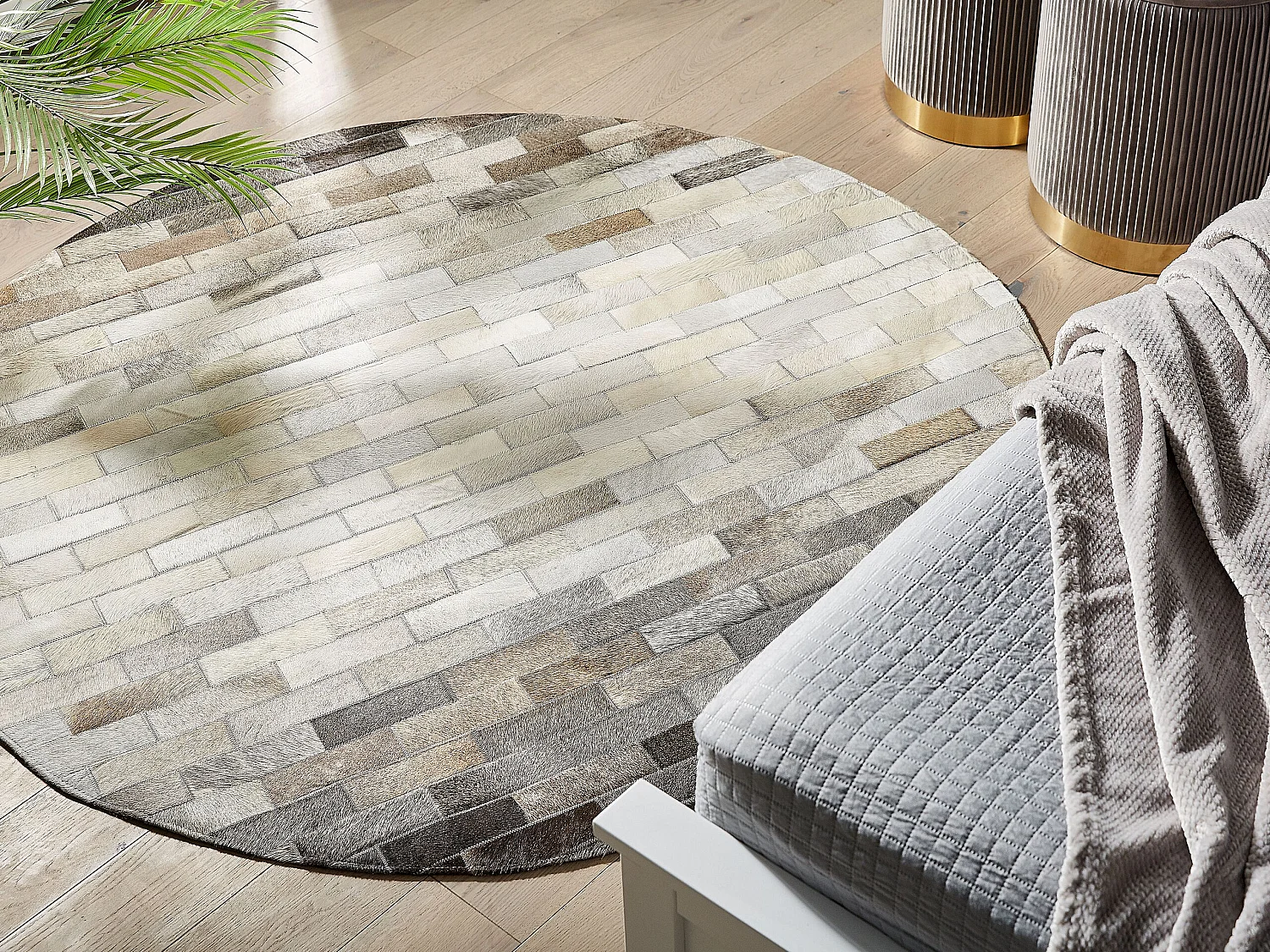 Vloerkleed DUTLAR ø 140 cm Leer Beige