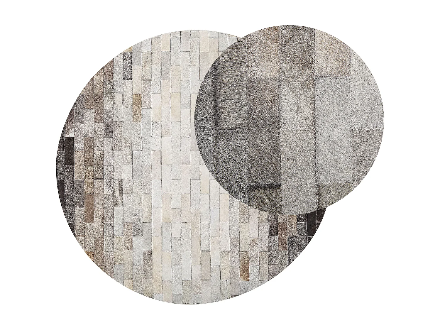 Teppich DUTLAR ø 140 cm Echtleder Beige