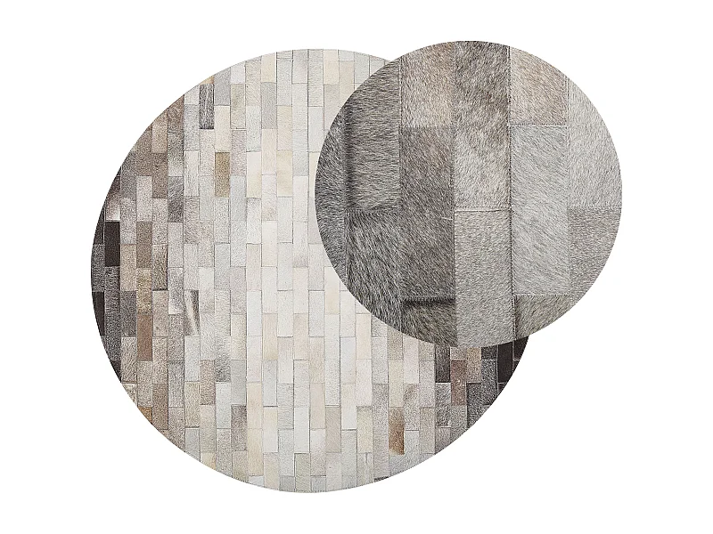 Tappeto vera pelle marrone e beige ⌀ 140 cm DUTLAR