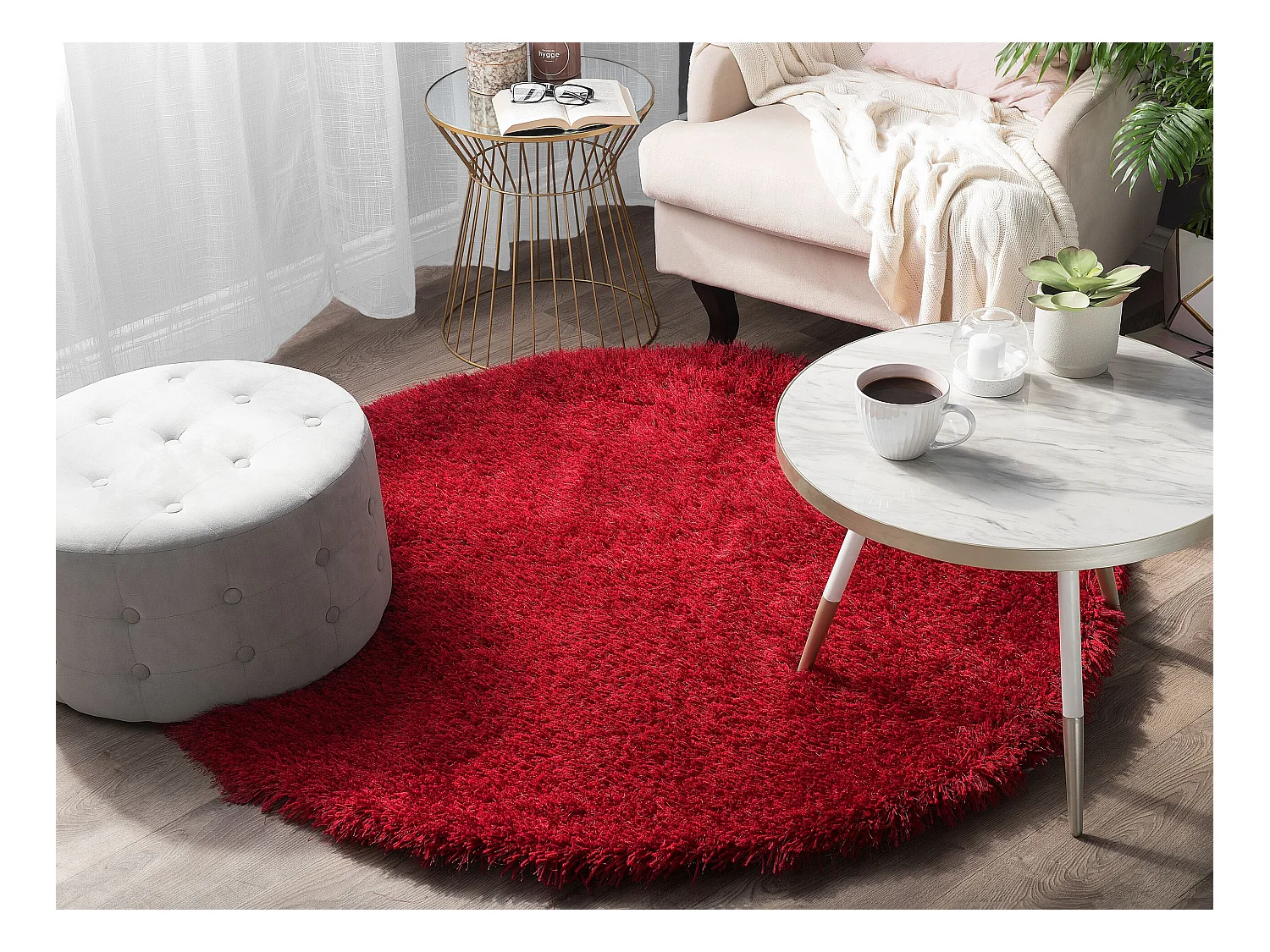 Tapis à poils longs CIDE Rouge ø 140 cm