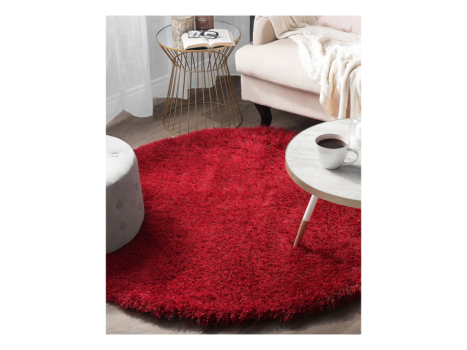 Teppich rot ⌀ 140 cm Shaggy CIDE