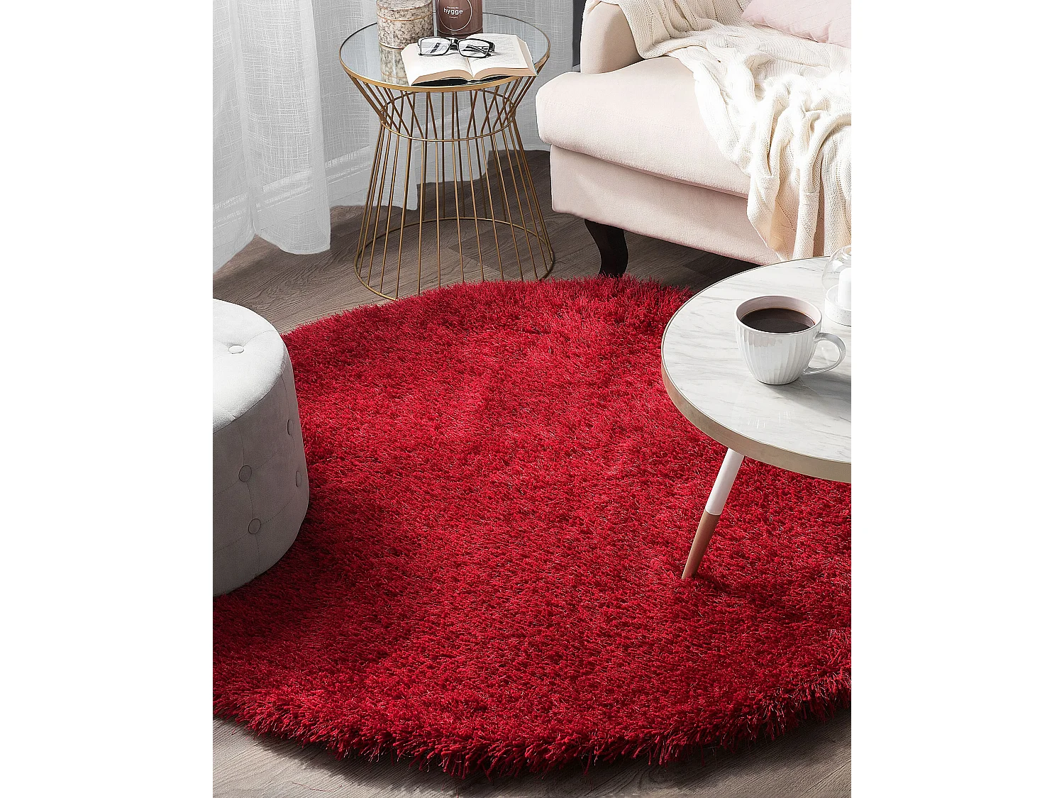Tapis à poils longs CIDE Rouge ø 140 cm