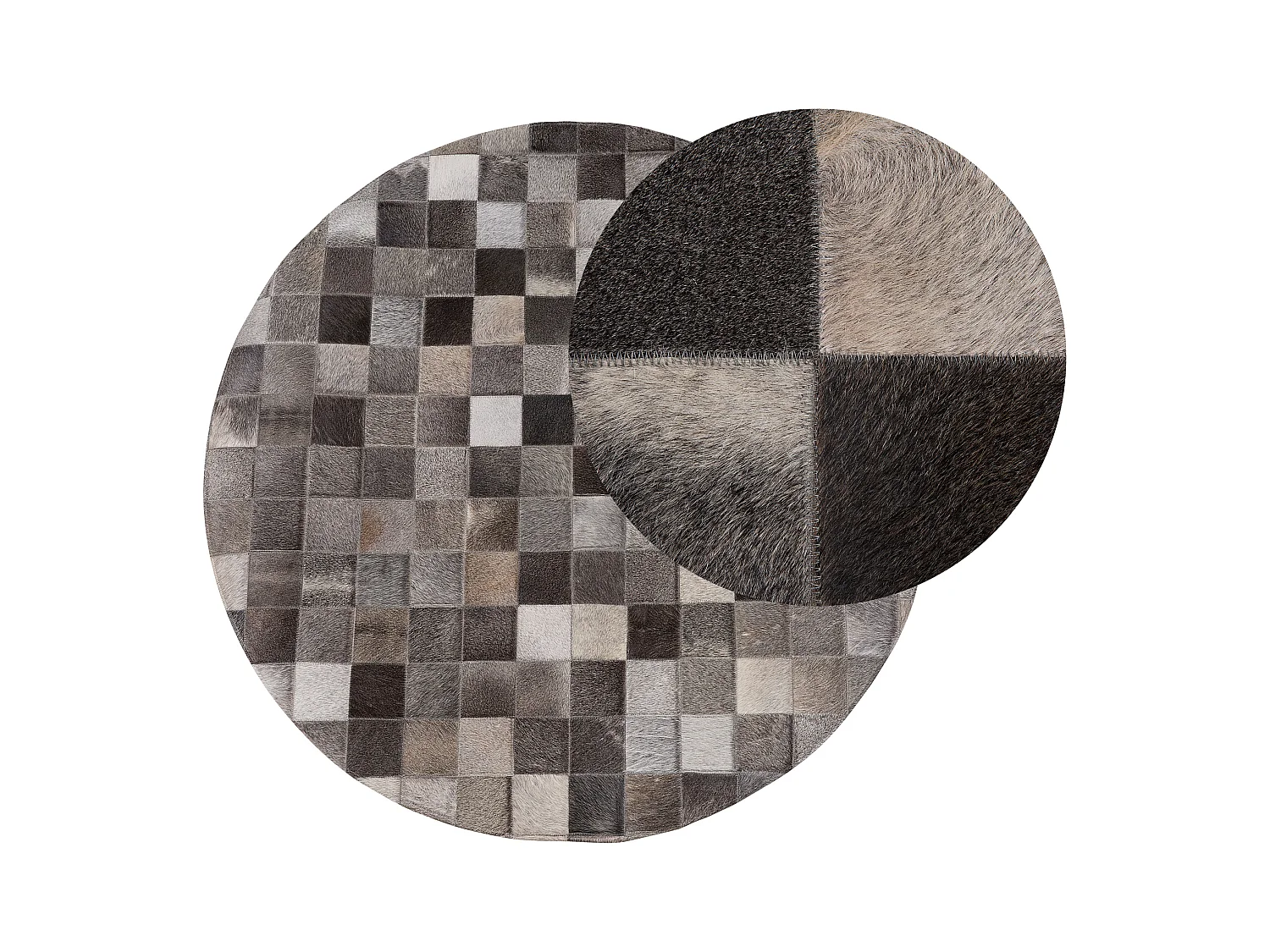 Tapis rond patchwork en cuir BERGAMA