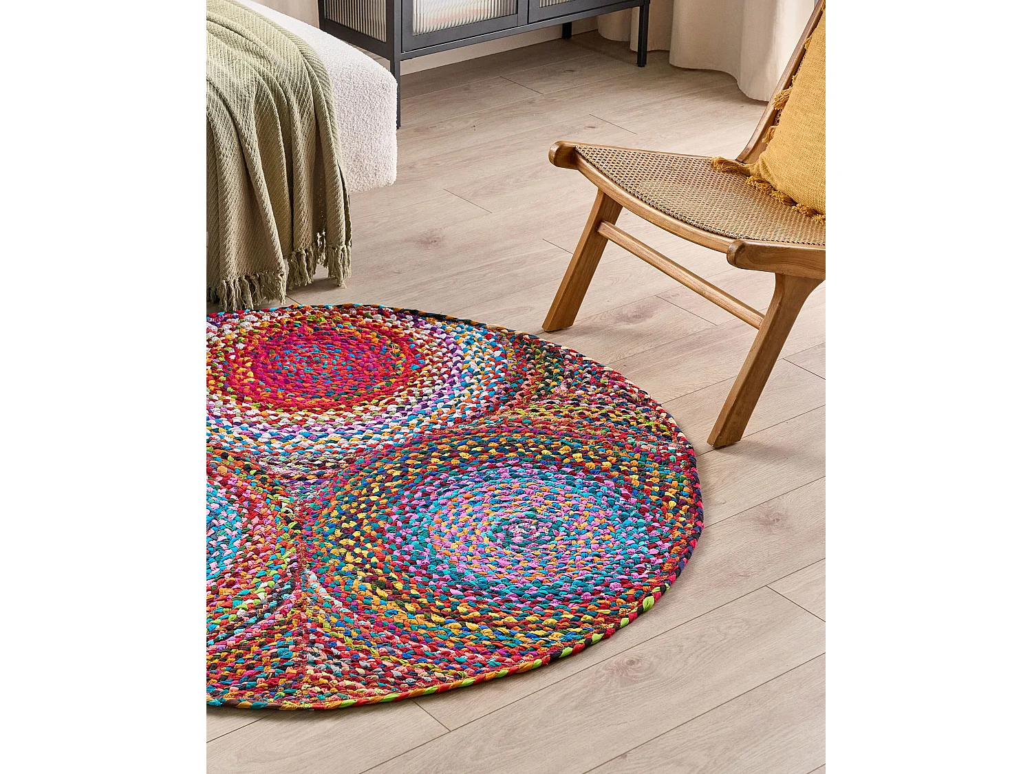 Tappeto tondo in cotone ⌀ 140 cm multicolore LADIK