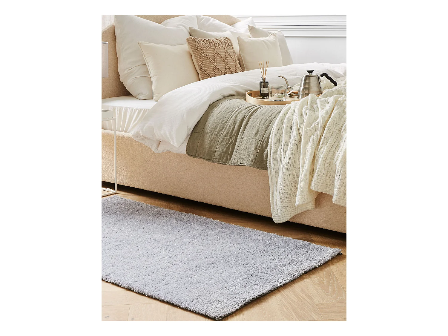 Vloerkleed polyester lichtgrijs 80 x 150 cm DEMRE